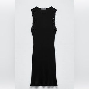 Zara black sleeveless bodycon dress with lace around the straps. Size medium